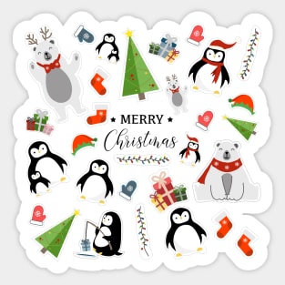 Merry Christmas drawings stickers set transparent background Sticker